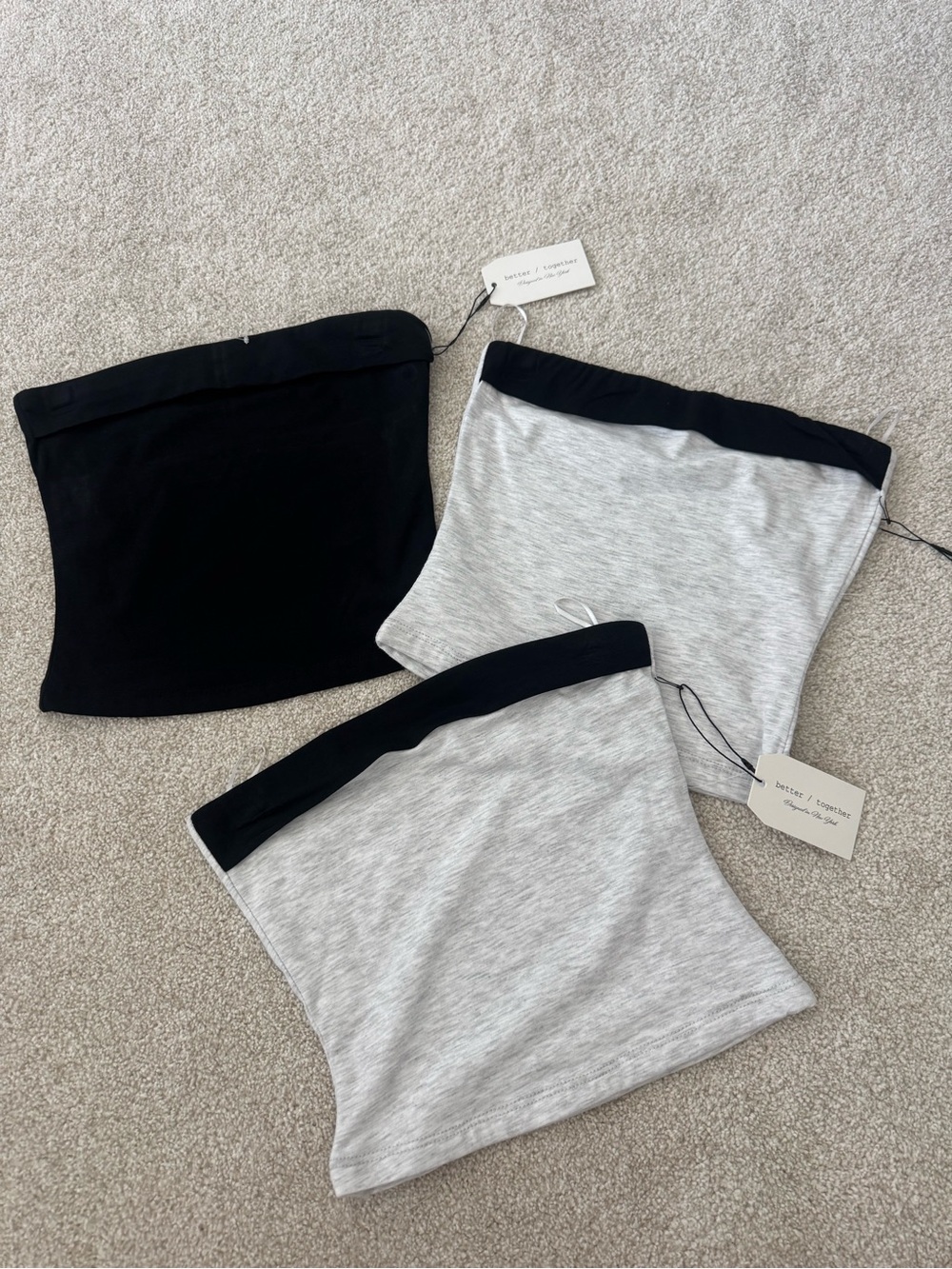 Women’s Cotton Blend Reversible Tube Crop Top - Black & Light Gray NWT size S